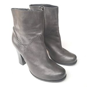 KORK EASE Vallery gray stitch leather heeled boots